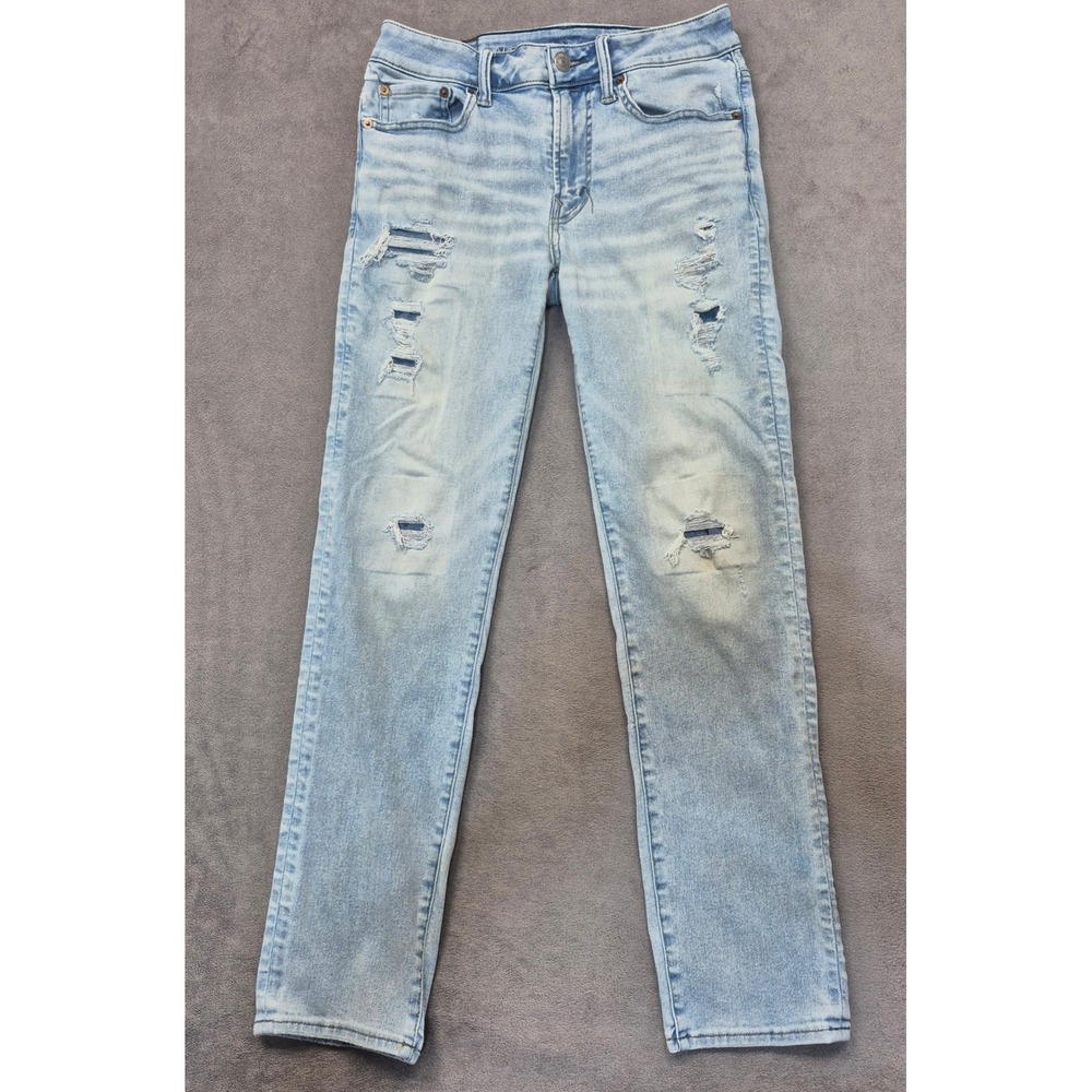 American Eagle AirFlex 360 Mens Slim Jeans Light Wash Distressed Ripped 29x30